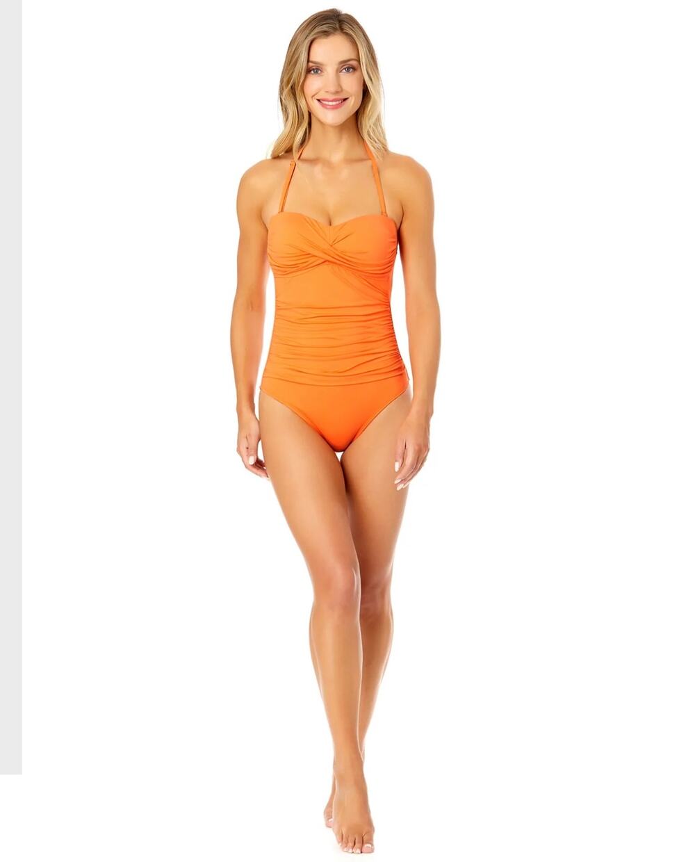New Anne Cole Live In Color Twist Front Shirred One Piece Swimsuit